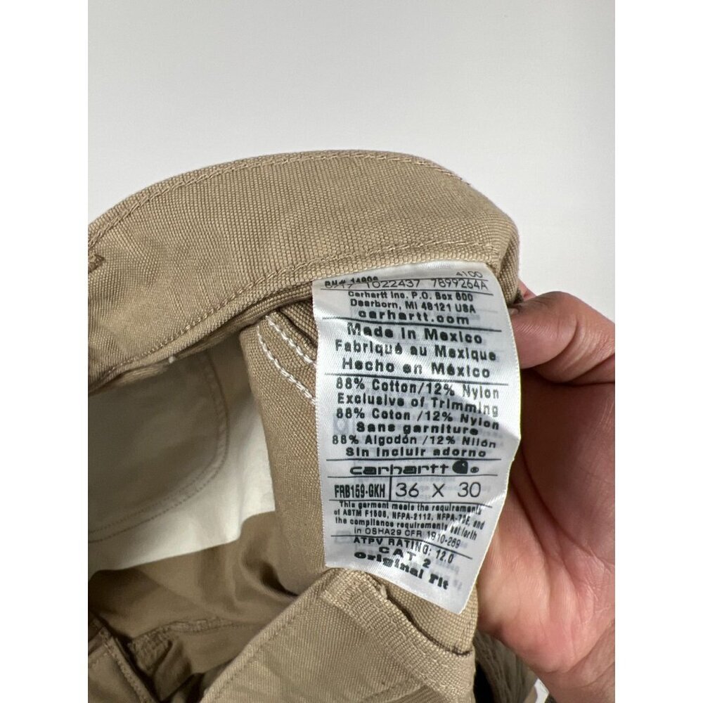 Carhartt Men's 36x30 FRB159-GKH Fit Midweight Canvas Pants Khaki NWT - Picture 4 of 9